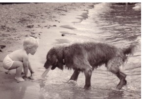 Kit on the beach, age 2